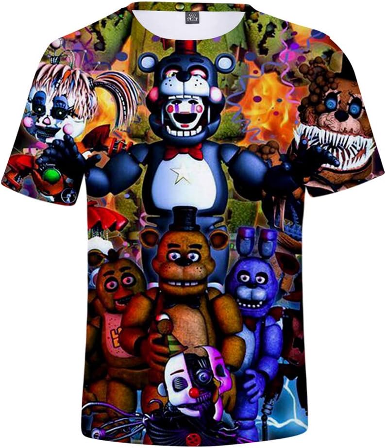 Boys Girls Youth 3D Five Nights T Shirt Kids Active Sports FNAF T-Shirt