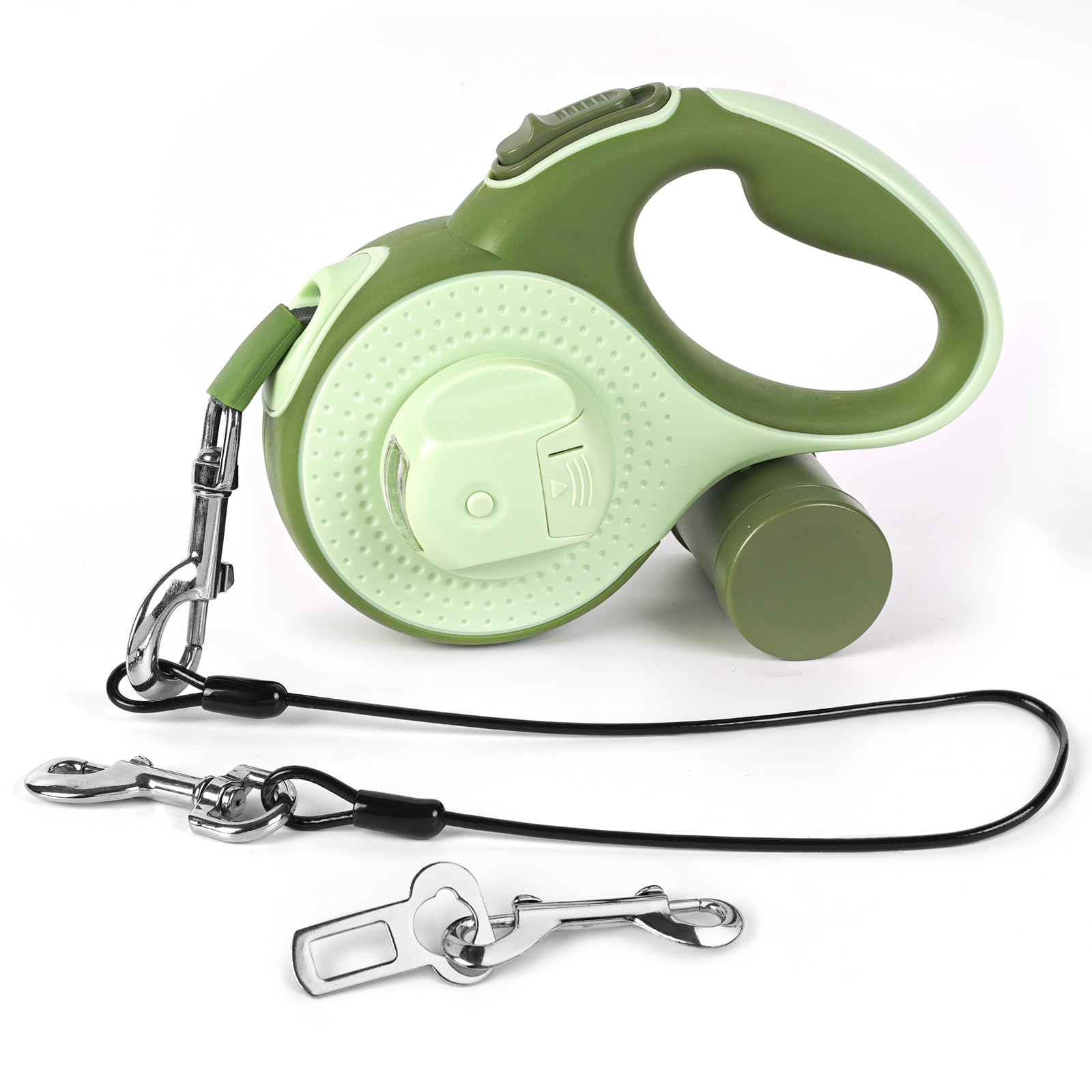 Photo 1 of YunoEntona 26ft Heavy Duty Retractable Dog Leash for Large Dogs, Dog up to 110lbs, with LED Light, Chew Proof Cable, Dispenser, Poop Bags, One-Handed Brake & Lock, 360° No Tangle. (Green, 26Ft)