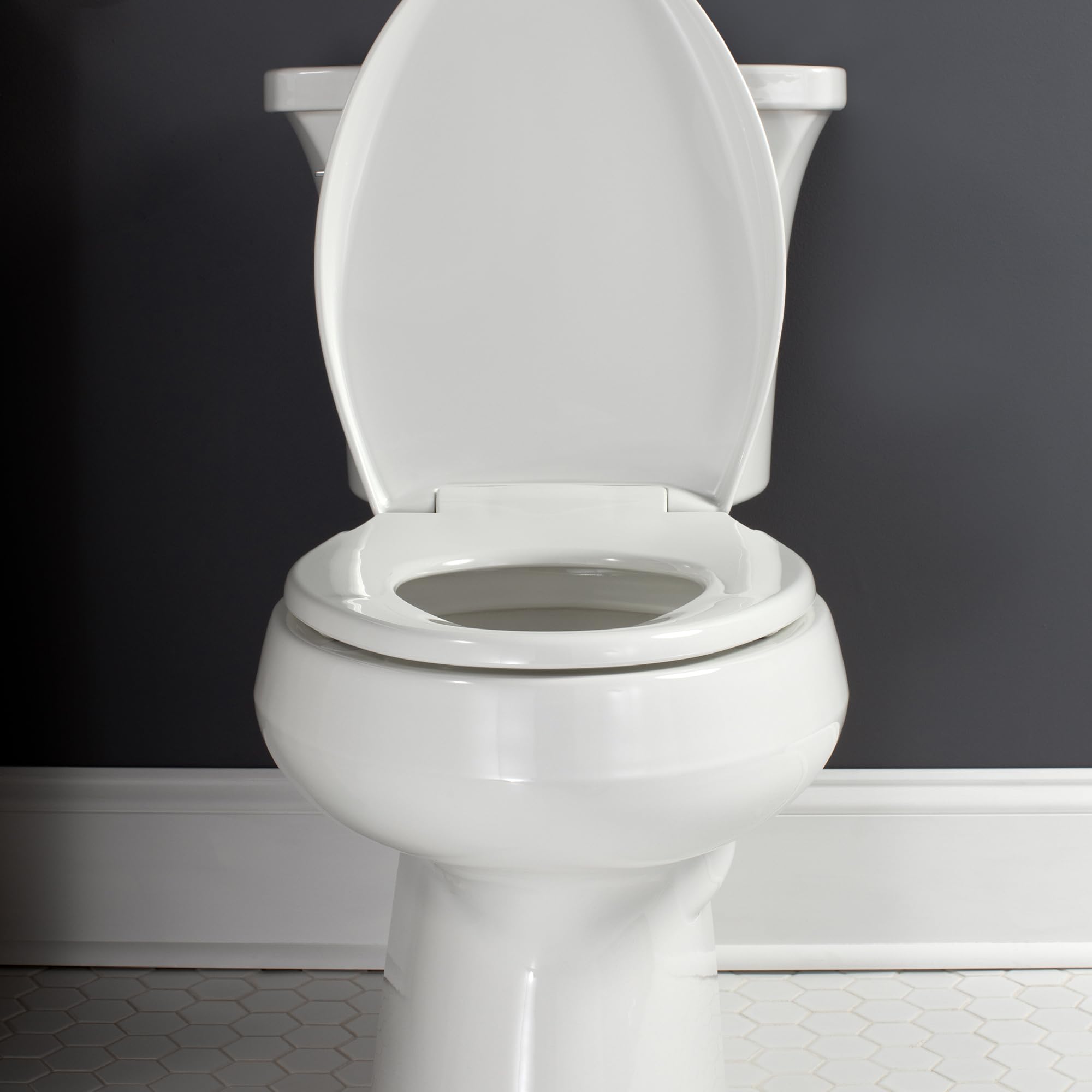 BEMIS 200E4 000 Affinity Toilet Seat will Slow Close, Never Loosen and Provide the Perfect Fit, ROUND, Plastic, White