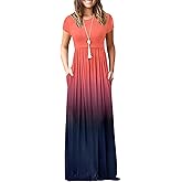 AUSELILY Women's Classic Short Sleeve Loose Plain Casual Long Maxi Dresses for Women 2026