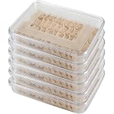 Cuyulitcik 6 Pack Dumpling Storage Box with Lids - Stackable Airtight Plastic Freezer Food Containers for Wonton, Bun &amp; Kitchen Organization