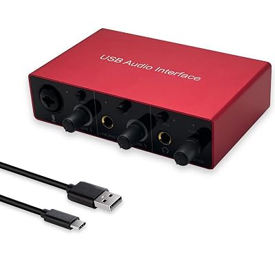 Audio Interface USB Audio Interface with Mic Preamplifier USB Audio Mixer Recorder with 48V Phantom Power, 24 Bit, Support Tablet, Computers and Other Equipment Recording (NO DAW Software included)
