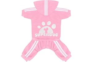 LONTEPET Dog Hoodie 4 Legs Jumpsuit for Small Dogs Puppy Clothes Dog Pullover Sweatshirt Cotton Doggie Winter Coat Cat Apparel(Pink,L)