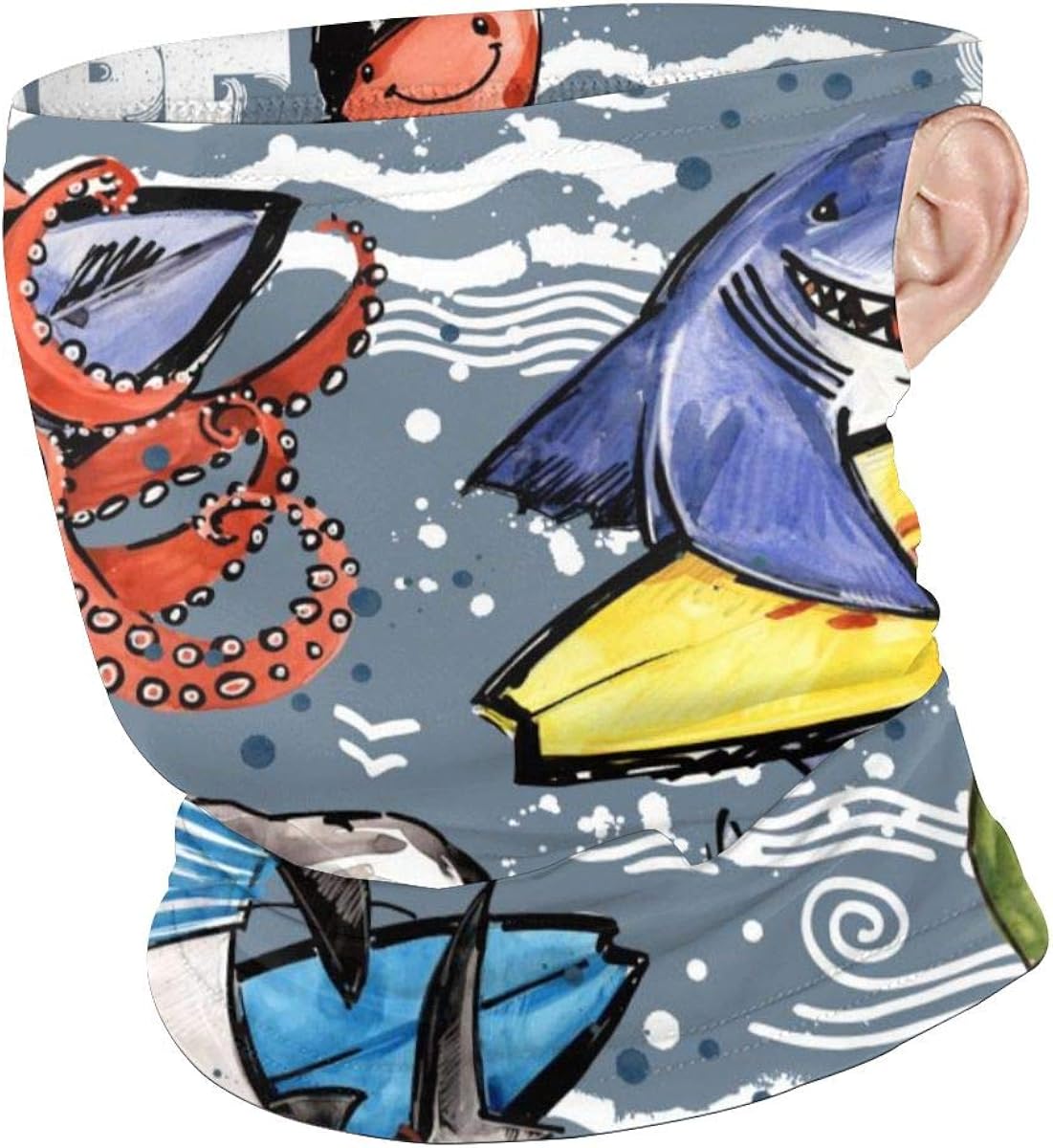 Shark Octopus Crab Surfing Motorcycle Mask Summer Half Face Shield Bandana For Men Women