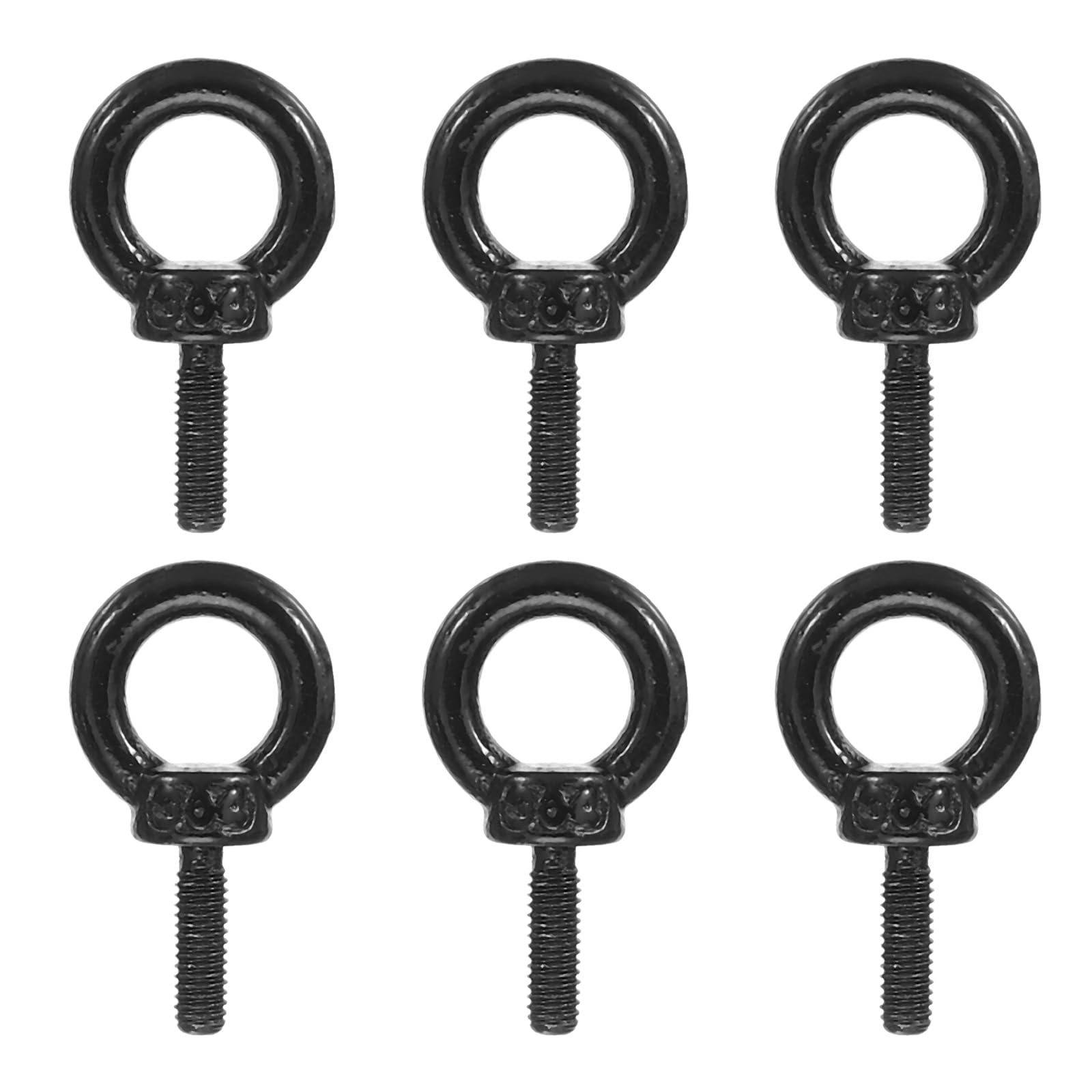 PATIKIL Lifting Eye Bolts M3 x 9mm, 6 Pcs 304 Stainless Steel Shoulder Ring Threaded Screw Machinery Shoulder Eyebolt for Lifting Hanging, Black