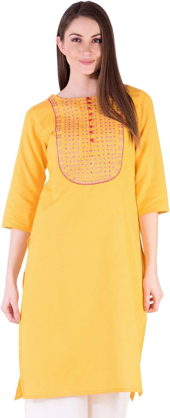 Women's Cotton Straight Embroidery Kurti