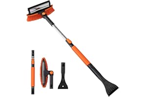 Car Snow Brush Ice Scraper Remover with Squeegee 40 inch Long Handle Extendable Snow Removal Tool Windshield Snow Scrapers Re