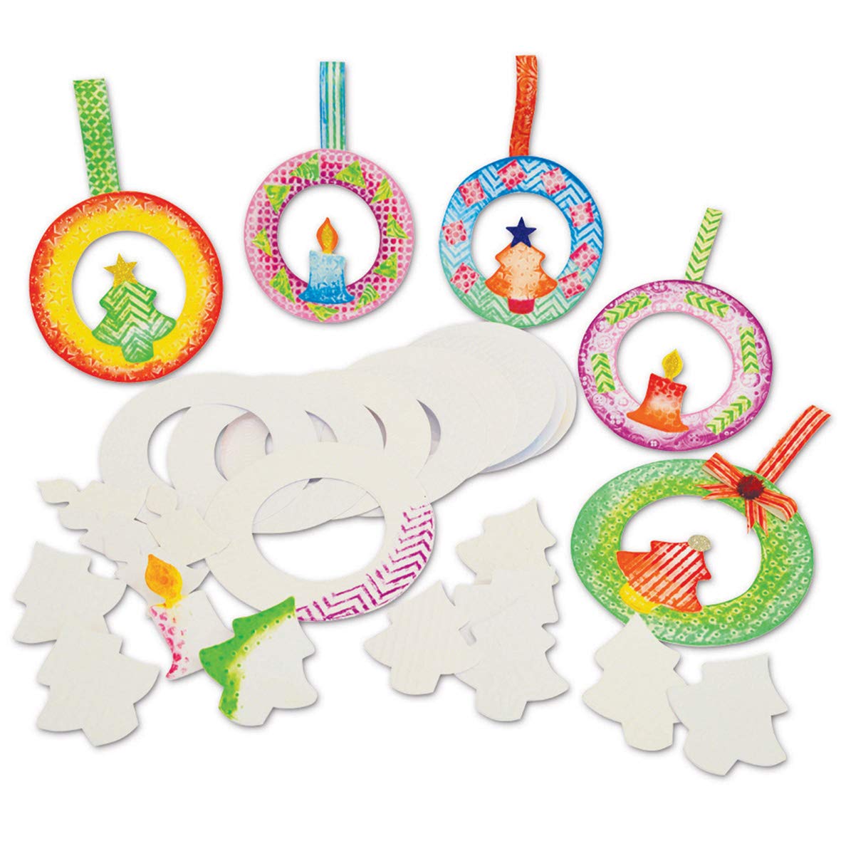 Springboard Embossed Wreath Christmas Tree Decoration Craft Activity (Pack of 30)