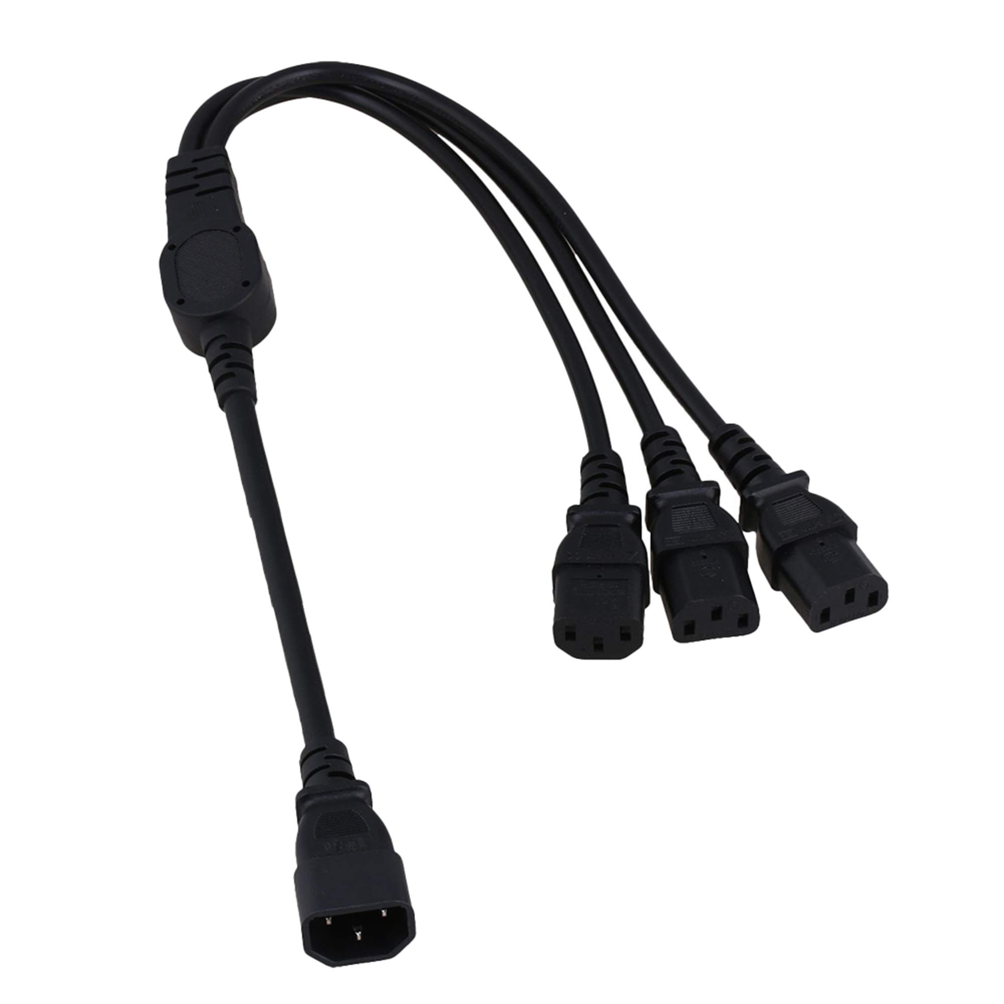 Mxfans IEC 320 3Pole C14 Male to 3 x C13 Female Y Split Adapter Cable Black 1.87ft
