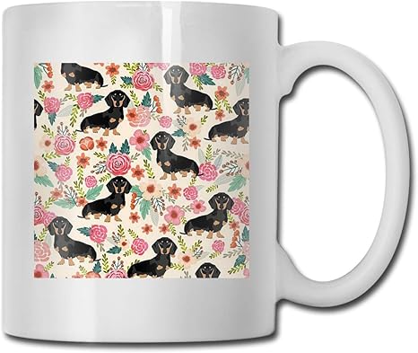 Amazon Co Jp 花と犬マグカップ おしゃれ コップ コーヒーカップ ロゴ入り 食器 洋風 カフェ オフィス用品 カップ 耐熱 デザイン雑貨ラッピング 白 330ml ホーム キッチン