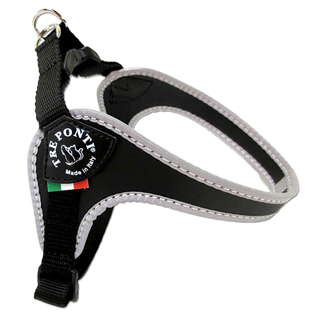 Tre Ponti Fibbia Small Dog Harness with Adjustable Belly Strap, 2 cm, Black