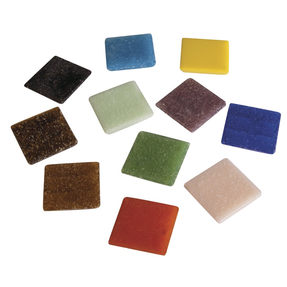 Rayher 1453149 Glass Mosaic Tiles, Squares in the Size 2*2 cm, Multicolour Mix, 1 kg