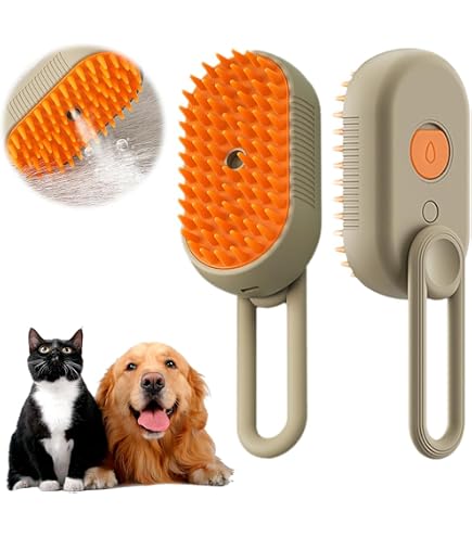Cepillo De Vapor 3 En 1 Para Perros Y Gatos - Con Spray, Masaje Y Función De Aseo, Tamaño Compacto