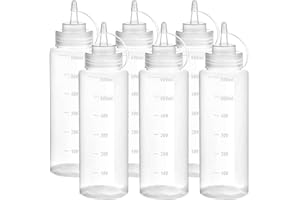 Axe Sickle 20 oz Plastic Squeeze Squirt Condiment Bottle for Ketchup Salad Dressing Mustard Olive Oil, 600 mL Set of 6