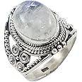 Solid 925 Sterling Silver Rings for Women & Girls, Sterling Silver Rainbow Moonstone Ring Cocktail Mothers Day Gift, Bridesmaid Gift, Handmade Jewelry