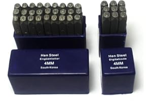 Oudtinx Number and Letter Stamp Set (36 Piece Punch Set/A-Z & 0-9) Industrial Grade Hardened Carbon Steel Metal - 5/32" (4mm) Characters - Perfect for Imprinting Metal, Wood, Plastic, Leather, More!