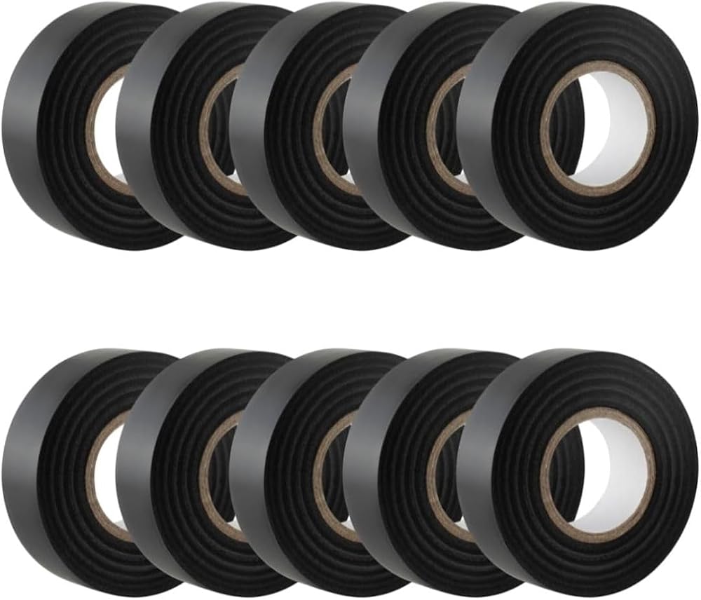 GTSE Black Electrical Tape 19mm x 20m 10 Rolls Self-Adhesive PVC Insulation
