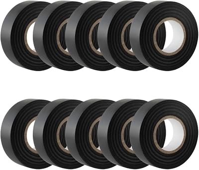 GTSE Black Electrical Tape 19mm x 20m 10 Rolls Self-Adhesive PVC Insulation