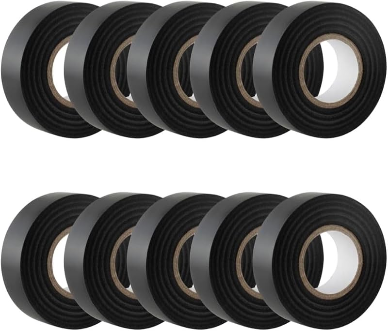 GTSE Black Electrical Tape 19mm x 20m 10 Rolls Self-Adhesive PVC Insulation