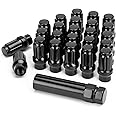 KSP M12x1.5 Extended Lug Nuts, 24PCS 6 Spline Tuner Closed End ET Wheel Lug Nut for Aftermarket Wheels, 12mmx1.5 Bulge Acorn Nuts Replacement for Toyota Tacoma 4runner Tundra with 1 Socket Key Black