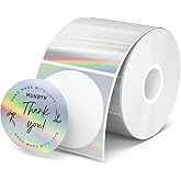 MUNBYN 2" Circle Holographic Thermal Labels, Round Printable Rainbow Glitter Thermal Printer Sticker Labels for Gift Wrapping, Self-Adhesive Name Price Tag DIY Custom Logo Design, 400 Sheets/1 Roll