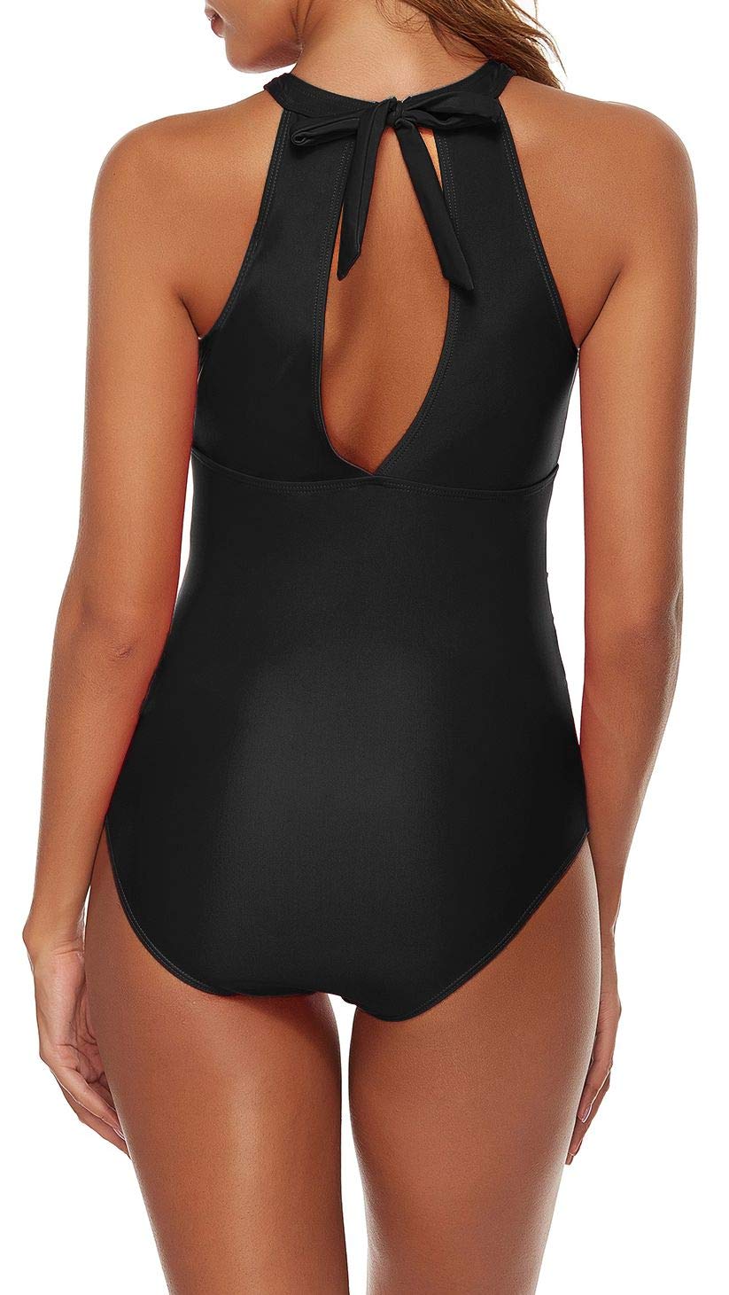 YD YONGDONG One Piece Swimsuit for Women High Neck Monokini SwimwearBlack M