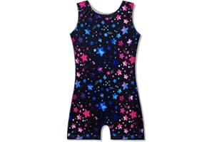 MYQFF Leotards for Girls Gymnastics with Shorts Butterfly Unicorn Mermaid Dance Unitards Biketards Hotpink Black