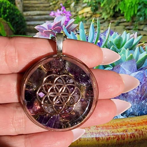 Rose Gold Seed of Life Orgone Pendant with Genuine Amethyst &amp; Shungite - Special Mother's Day Sale thru 5-20