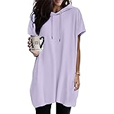 NOVEPT Women Summer Long Tunic Tops to Wear with Leggings, Oversized Short Sleeve Shirt Dress Tunics 2024 Trendy