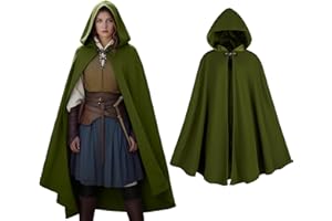 KDAFJLKD Women's Hooded Velvet Cloak, Renaissance Medieval Buckle Cape,Halloween Costume Cloak