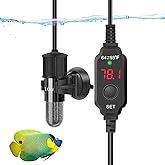 Mini Aquarium Heater USB Fish Tank Heater with Digital Display Thermostat, Adjustable Tank Heater Small Submersible Turtle Ta