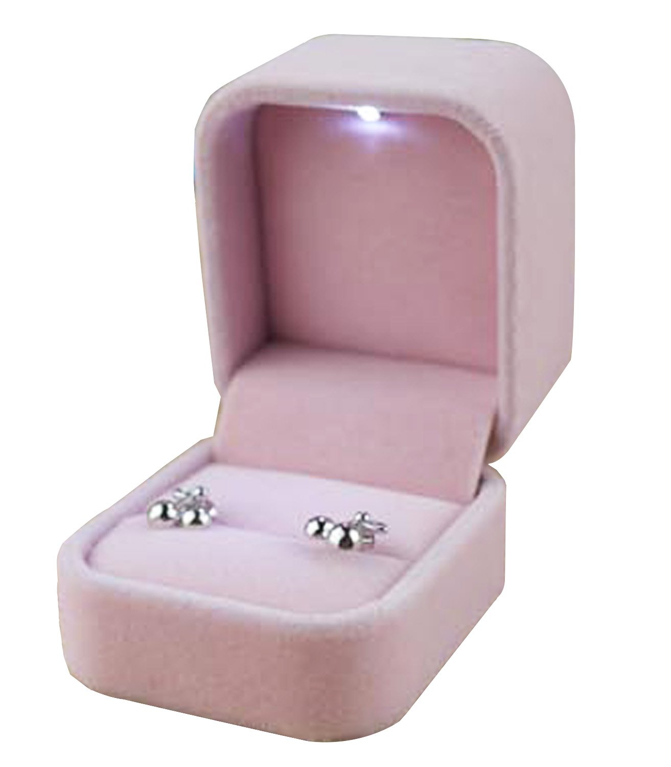 MXY Velvet Jewellery Box with Led Light Jewelry Ring Holder Earrings