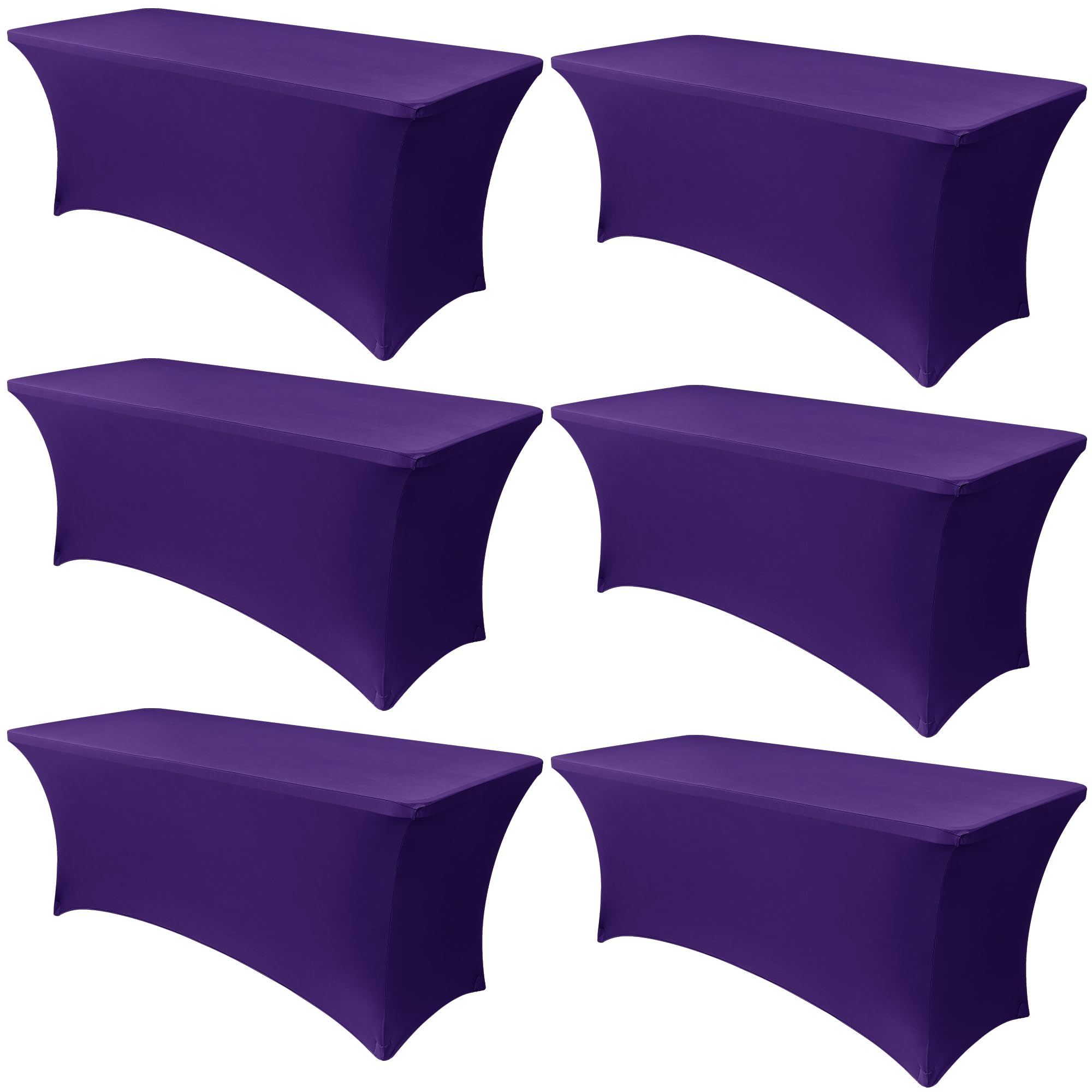 Photo 1 of Obstal 6 Pack Stretch Spandex Table Covers for 6 Foot Tables - 6 FT Universal Rectangular Fitted Tablecloth Protector for Wedding, Banquet, Party (Dark Purple, 72 L x 30 W x 30 H Inches)