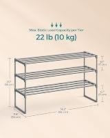 SONGMICS 3-Tier Shoe Rack Storage Organizer Grey 30 x 92 x 55 cm LSA303G01 view 6