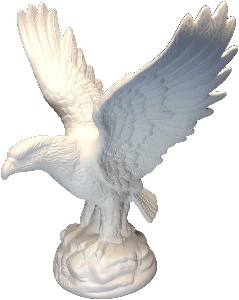 Ceramic Bisque - Ready to Paint - Beautiful Majestic Eagle - Standing on a Rock base with its Wings spread.