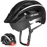 VICTGOAL Bike Helmet for Men Women with Led Light Detachable Magnetic Goggles Removable Sun Visor Mountain & Road Bicycle Helmets Adjustable Size Adult Cycling Helmets