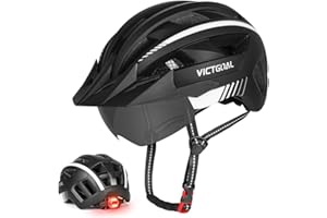 VICTGOAL Bike Helmet for Men Women with Led Light Detachable Magnetic Goggles Removable Sun Visor Mountain & Road Bicycle Helmets Adjustable Size Adult Cycling Helmets