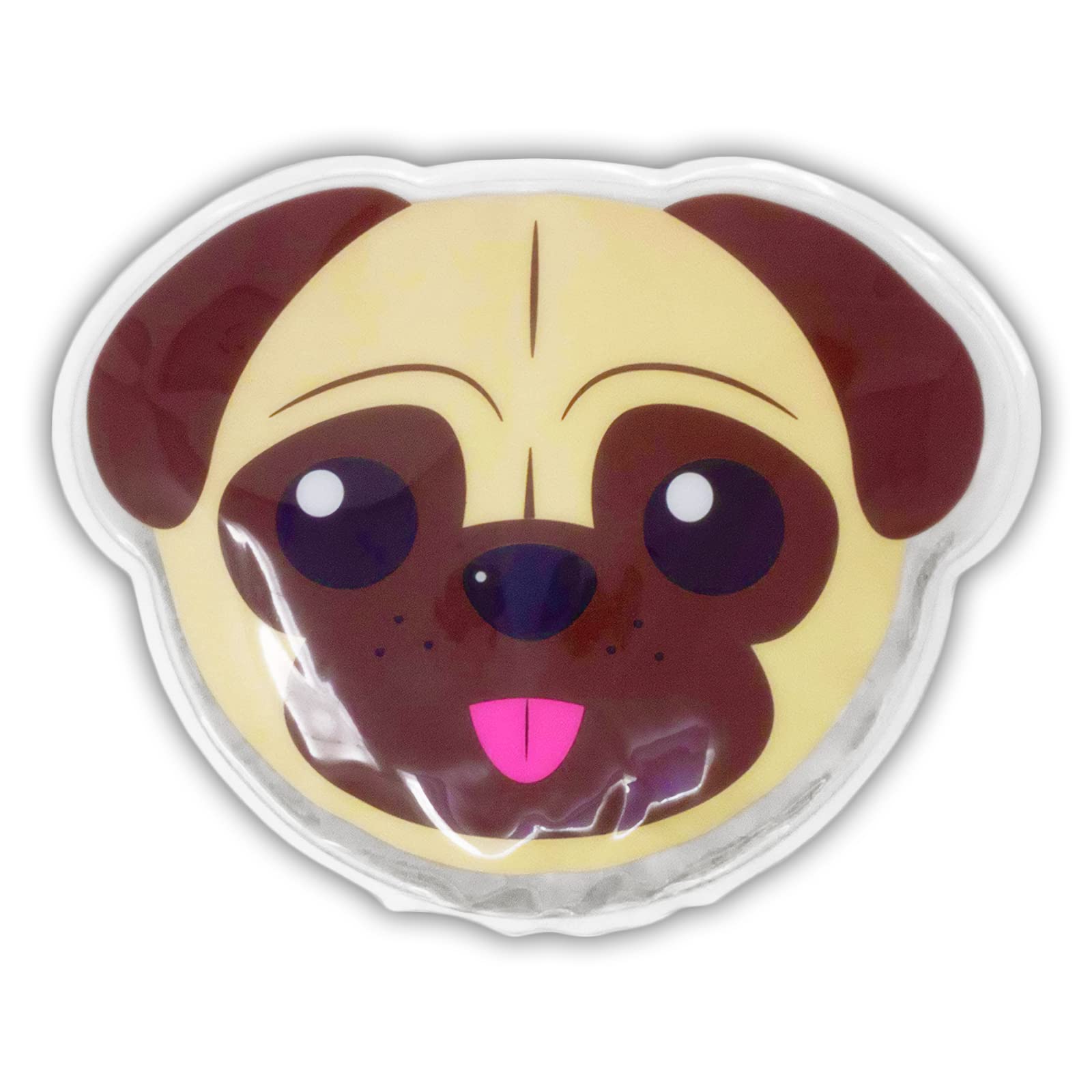 Dynamik - 2-in-1 Reusable Hot & Cold Kids Gel Pack - Pug. Childrens Cold Compress for Relief from Fevers, Bumps, Bruises, Cuts & Injuries. Allergy-Free and Leak Resistant.