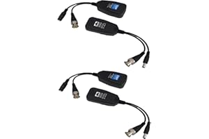 NVRTTRR HD-CVI/TVI/AHD Video Balun with Power Connector, RJ45 CAT5 Data Transmitter, BNC Twisted (2 Pair)