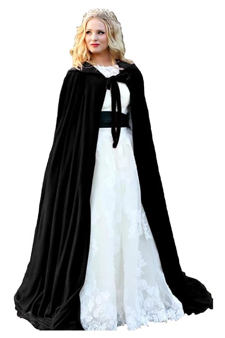 ShineGown Damen Kapuzen Braut Cape Samt Lange Hochzeit Wraps Bride Mantel Jacke Weihnachten Mäntel Halloween Kap Fluwelen Wic