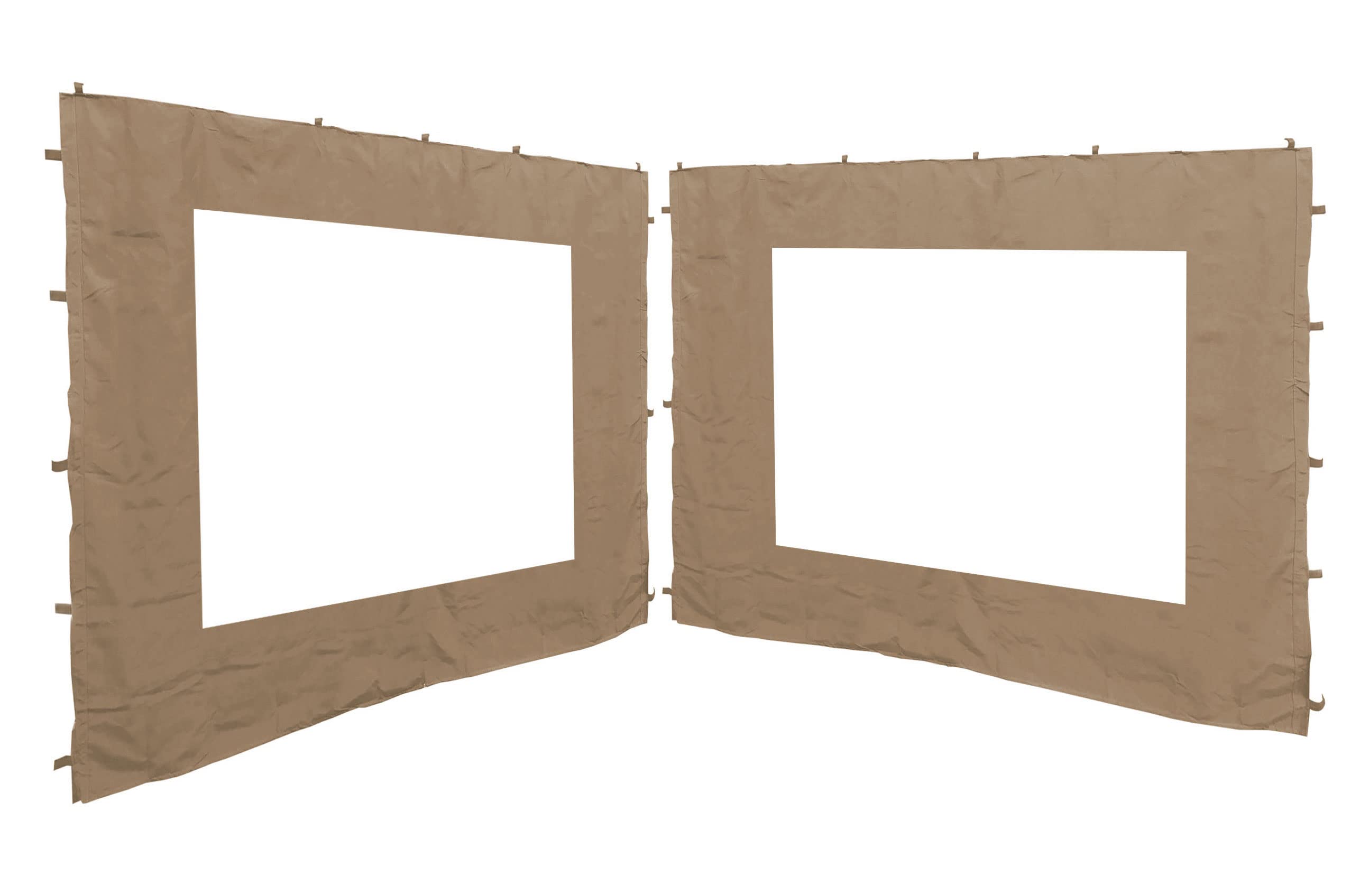 QUICK STAR Sidewall Set (2 pcs) 250x190cm with PE Window, Beige, 3x3m Gazebo, Polyester and PE, Loop and Hook Fastener