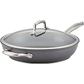 Anolon Accolade Forged Hard Anodized Nonstick Deep Frying Pan / Skillet with Helper Handle and Lid, 12 Inch - Moonstone Gray