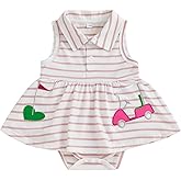 Ysfanwuxi Newborn Baby Girl Golf Outfit Golf Onesie Romper Polo Dress Sleeveless Striped Bodysuit Infant Summer Clothes