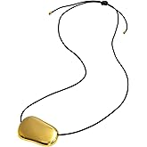 BBXBD 18K Chunky Gold Necklaces silver chunky necklace for women Long Pendant Necklace black necklace cord Gold Pendant Jewelry leather rope necklace bean necklace for women adjustable 26inch