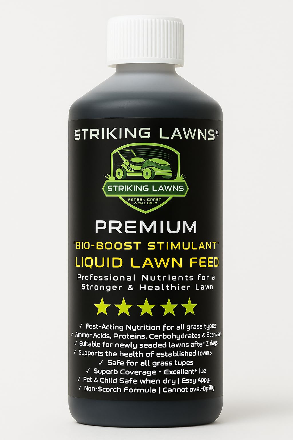 BIO‑BOOST Liquid Lawn Fertiliser – Seaweed, Amino Acids & Proteins | Lawn Growth Booster | Safe for New Seed, Pets & Kids (Covers 500m²)