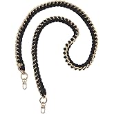 GORGECRAFT 46.5 Inch Woven Purse Strap Braided Wide Crossbody Strap for Handbag Black Fashion Bag Extender Replacement Chain with Golden Alloy Ring Buckle for Clutch Shoulder Handles Bags Supplies