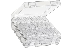 HUAXIANGOH Bead Organizer Box With 24 Slots - Small Storage Containers for Rhinestones, Seeds, Art Craft - Hinged Lid (1 Pack, Transparent)