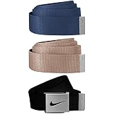 Nike Men's 3 Pack Golf Web Belt, Navy/Black/Khaki, One Size