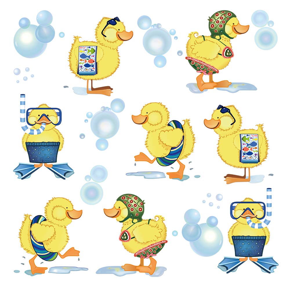 ufengke Little Yellow Ducks Wall Stickers Kids Bathroom Removable Vinyl