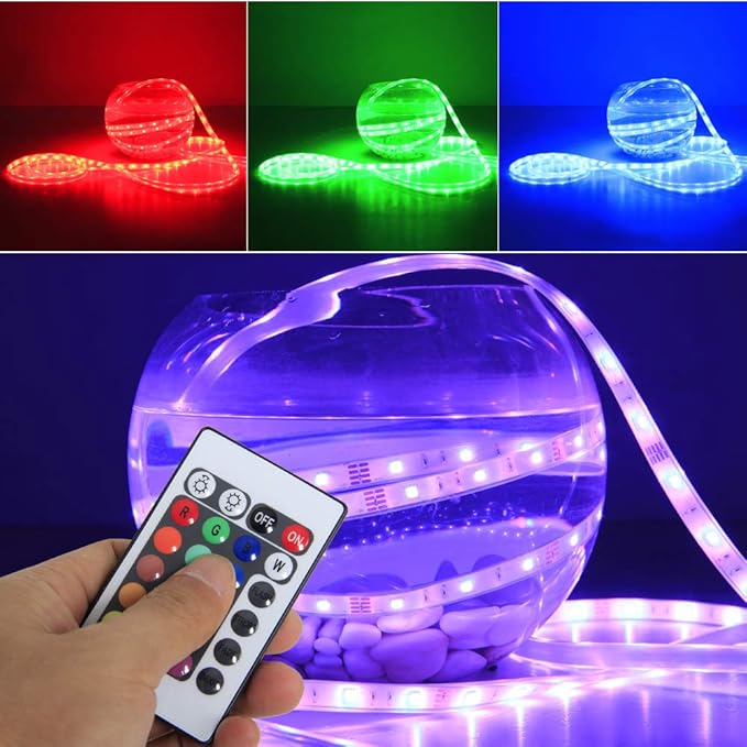 Yorbay 5M LED Strip RGB Steifen Unterwasser-Strip wasserdicht IP68 150 5050 SMDs + Controller mit 24Taste IR Fernbedienung + 